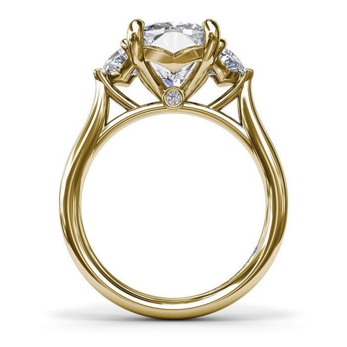 Cushion-Cut with Half-Moon Side Stones Engagement Ring Setting