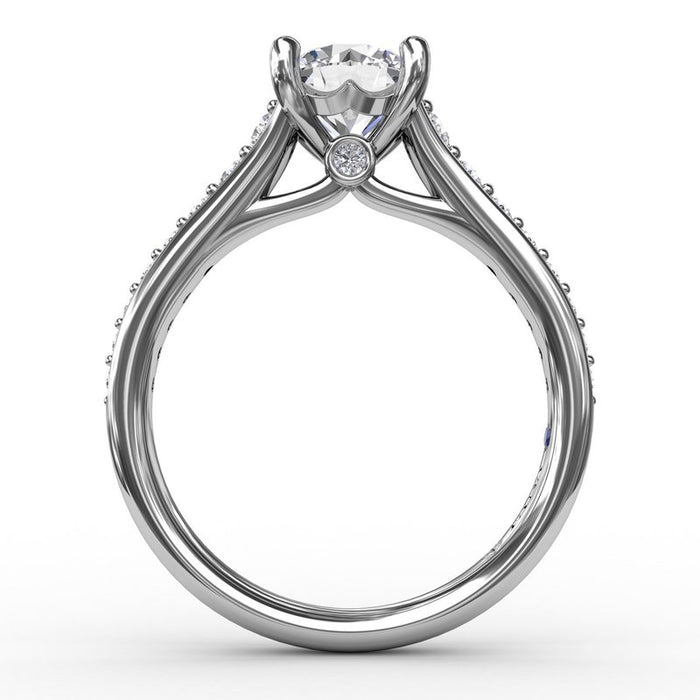 Graduated Diamond Cathedral Shank Engagement Ring Setting