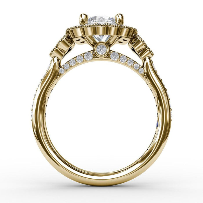 Floral Halo with Diamond Accents Engagement Ring Setting