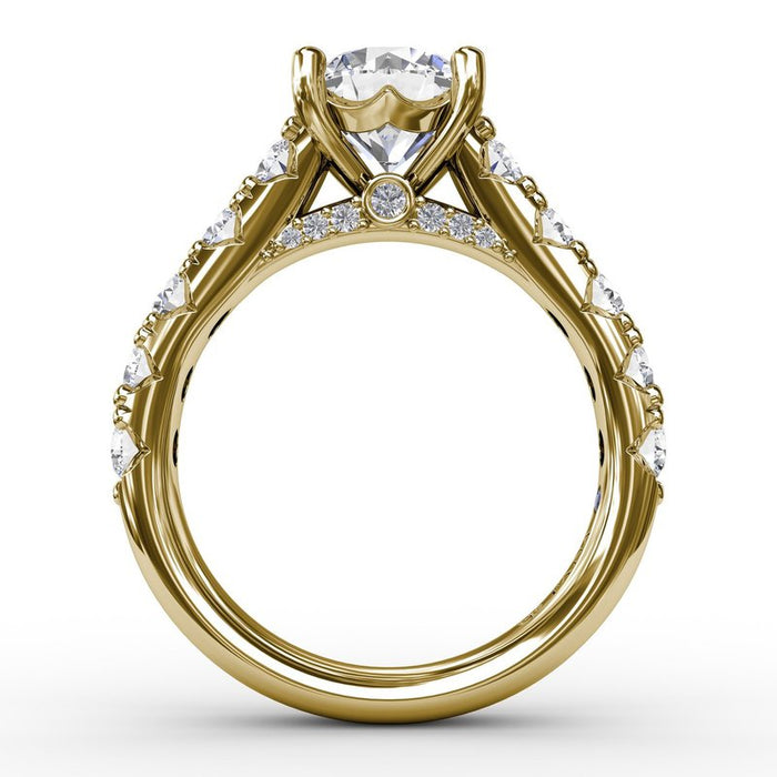 Chunky Diamond Shank with Pavé Bridge Engagement Ring Setting