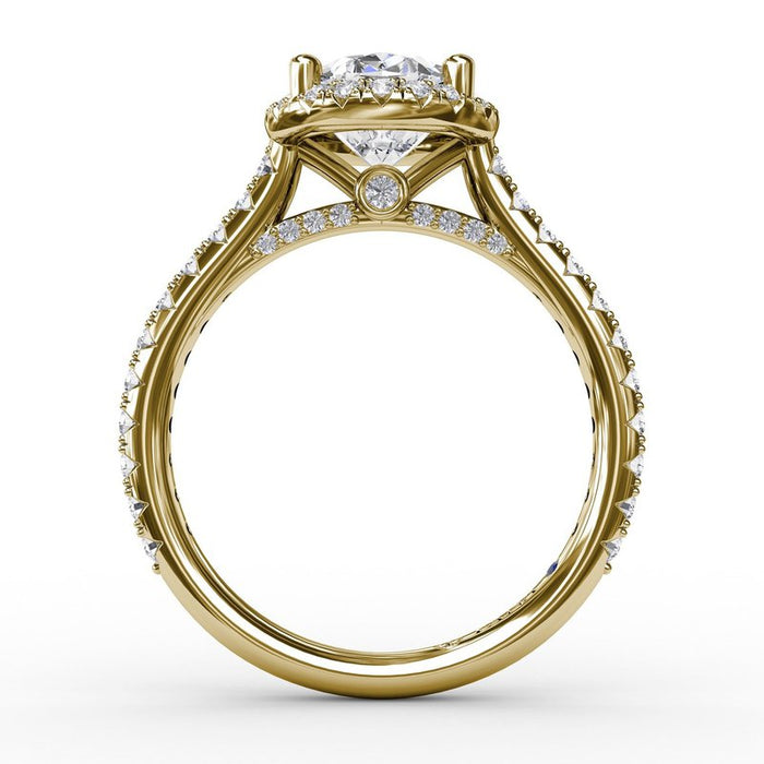 Oval Halo with Diamond Shank and Bridge Detail Engagement Ring Setting