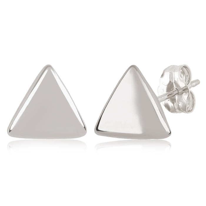 Sterling Silver 8mm Flat Triangle Stud Earrings