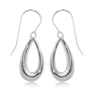 Sterling Silver Open Teardrop Dangle Earrings
