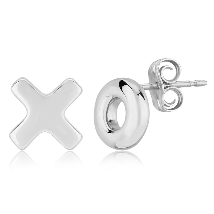 Sterling Silver 8mm Hug & Kiss Stud Earrings