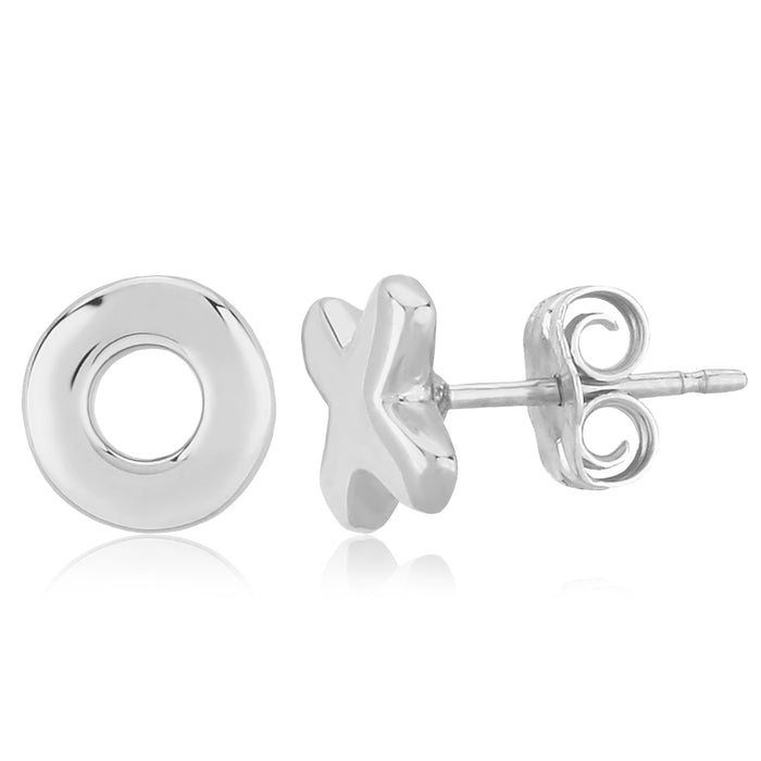 Sterling Silver 8mm Hug & Kiss Stud Earrings