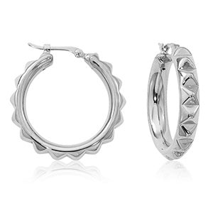 Sterling Silver Pyramid Hoop Earrings