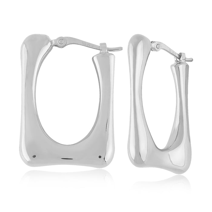 Sterling Silver Square Freeform Hoop Earrings