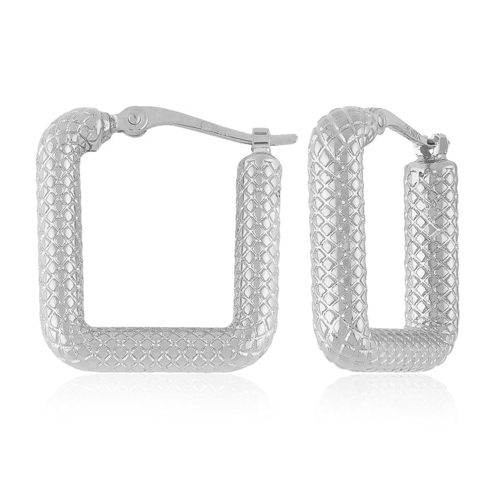 Sterling Silver Facetted Square Hoop Earrings