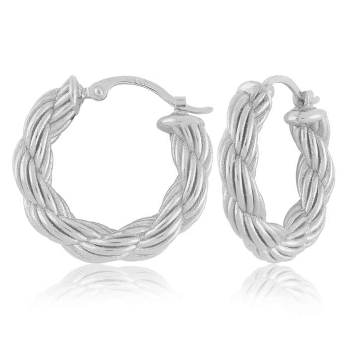 Sterling Silver 4x20mm Rope Hoop Earrings