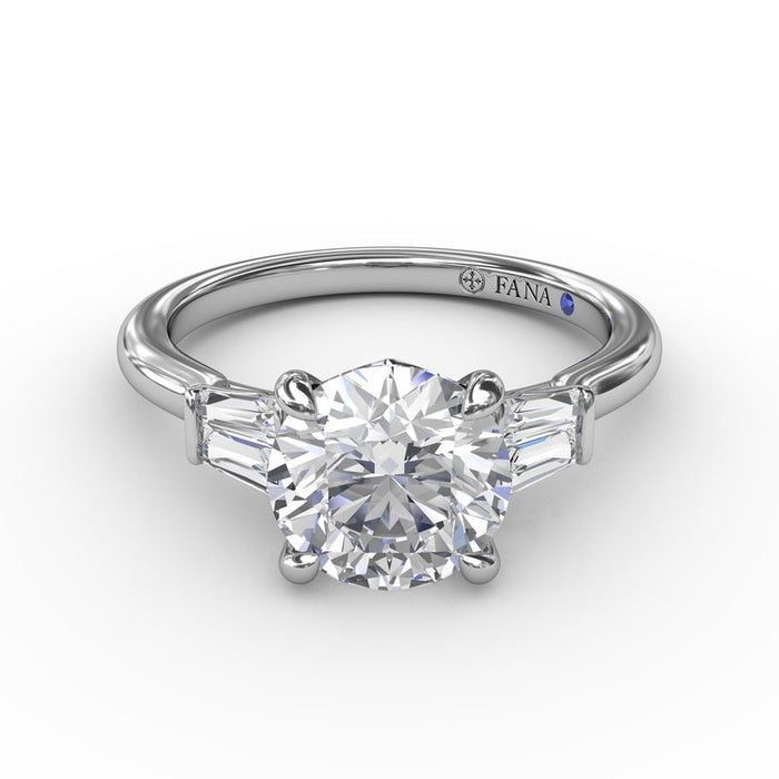Double Baguette Side Stone Engagement Ring Setting