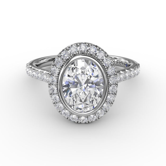 Oval Halo with Bezel Engagement Ring Setting