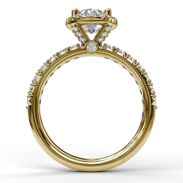Classic Oval Halo with Side Profile Detail Engagement Ring Setting