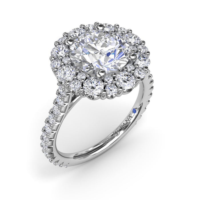 Floral Cluster with Diamond Shank Engagement Ring Setting
