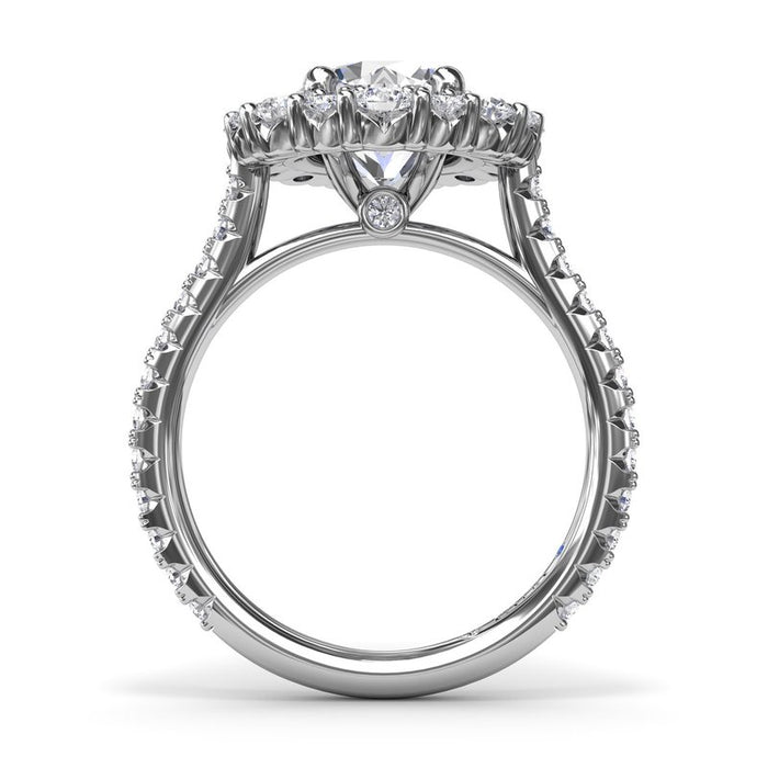 Floral Cluster with Diamond Shank Engagement Ring Setting