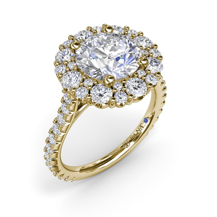 Floral Cluster with Diamond Shank Engagement Ring Setting