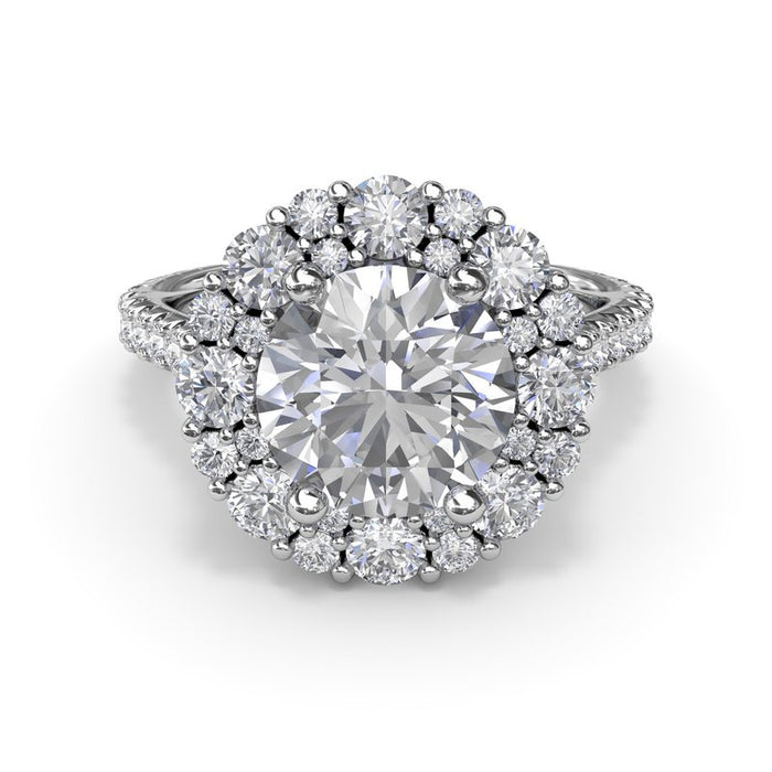 Floral Cluster with Diamond Shank Engagement Ring Setting