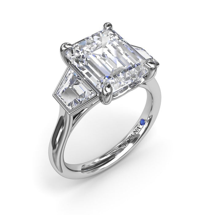 Emerald-Cut with Trapezoid Bezel Side Stones Engagement Ring Setting