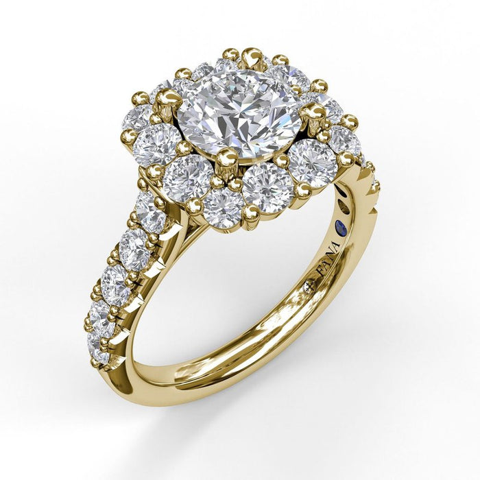 Chunky Diamond Cushion Halo Engagement Ring Setting