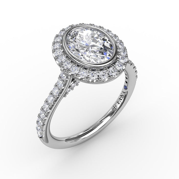 Oval Halo with Bezel Engagement Ring Setting
