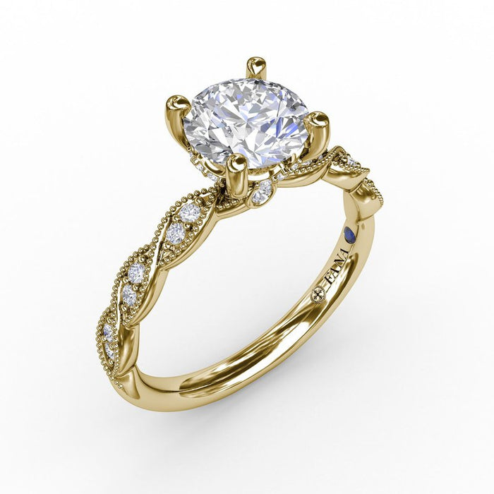 Milgrain Diamond Twist with Hidden Halo Engagement Ring Setting