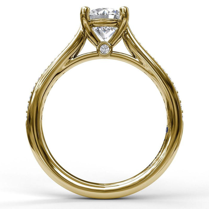 Cathedral Shank with Single Row Pavé Engagement Ring Setting