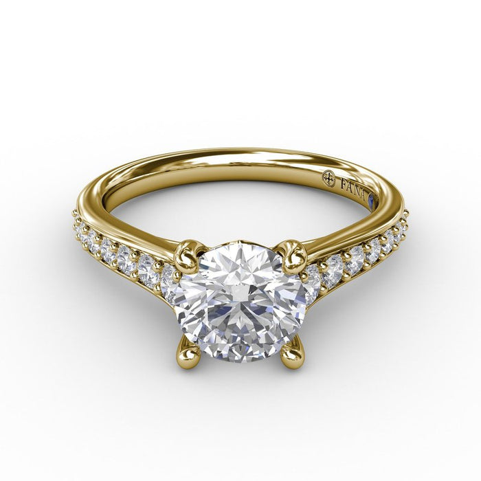 Graduated Diamond Cathedral Shank Engagement Ring Setting