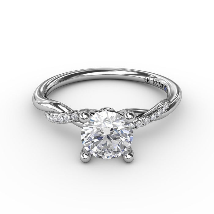 Subtle Twisted Shank Engagement Ring Setting