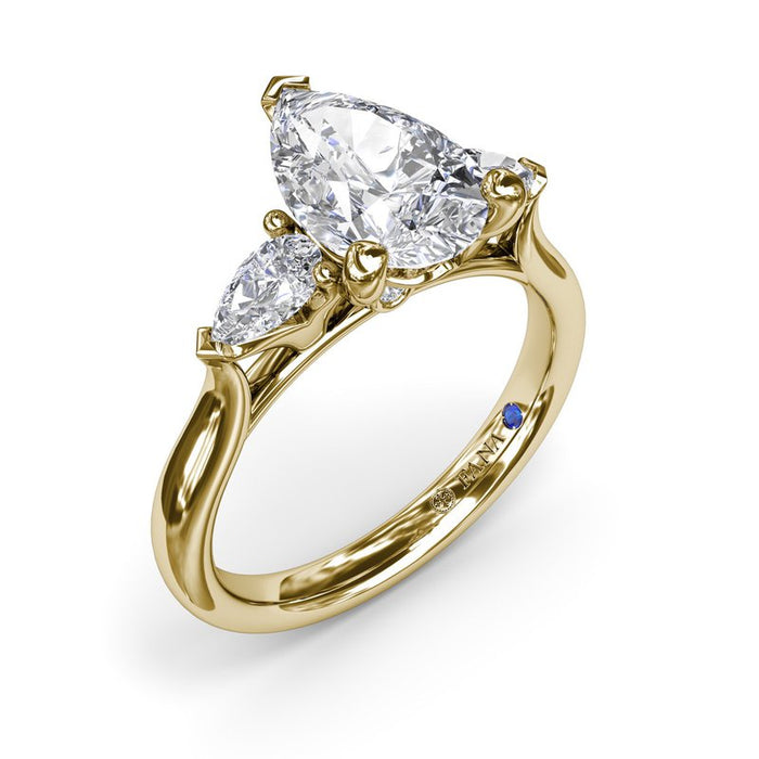 Three-Stone Pear-Shape Engagement Ring Setting