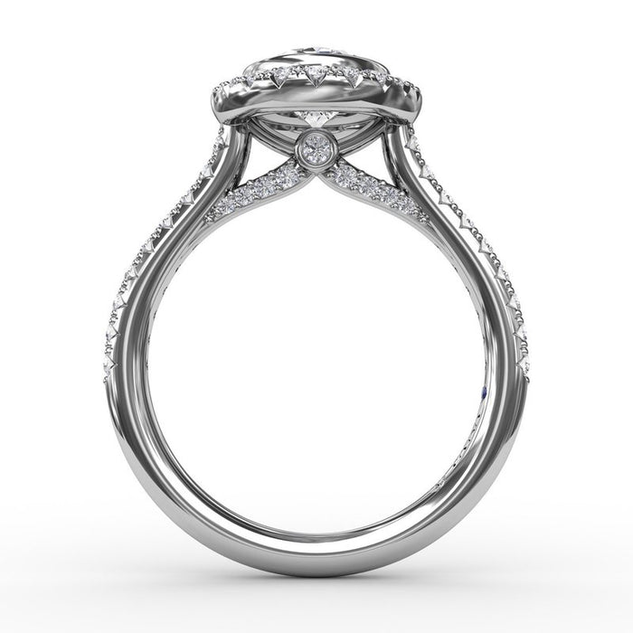 Oval Halo with Bezel Engagement Ring Setting