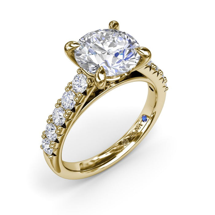 Double Prong Diamond Shank Engagement Ring Setting