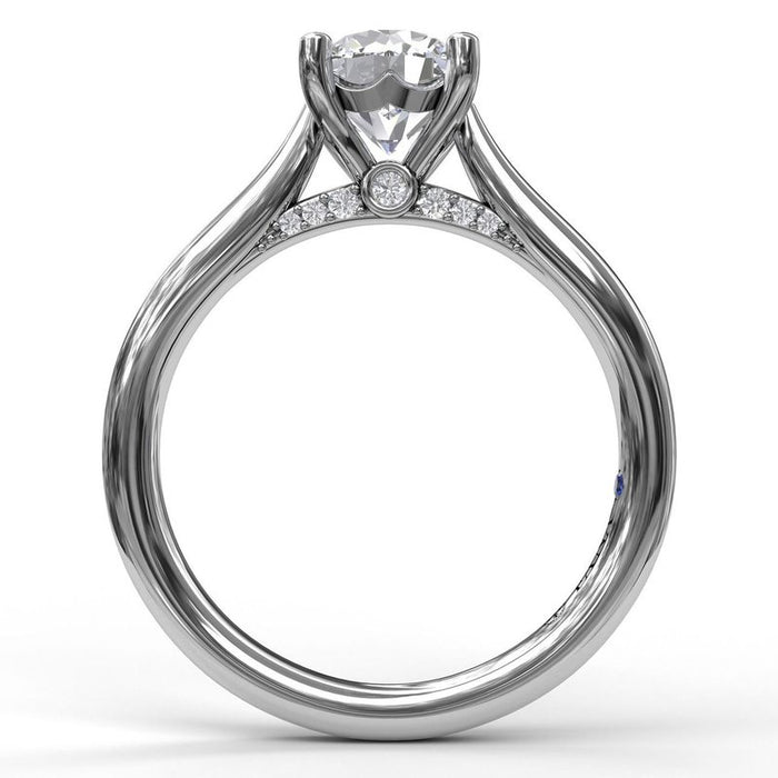 Solitaire with Decorated Bridge Engagement Ring Setting