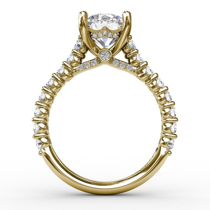 Diamond Shank with Hidden Halo and Bridge Detail Engagement Ring Setting