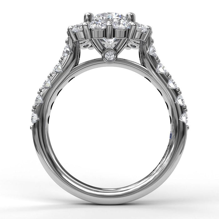 Chunky Diamond Cushion Halo Engagement Ring Setting