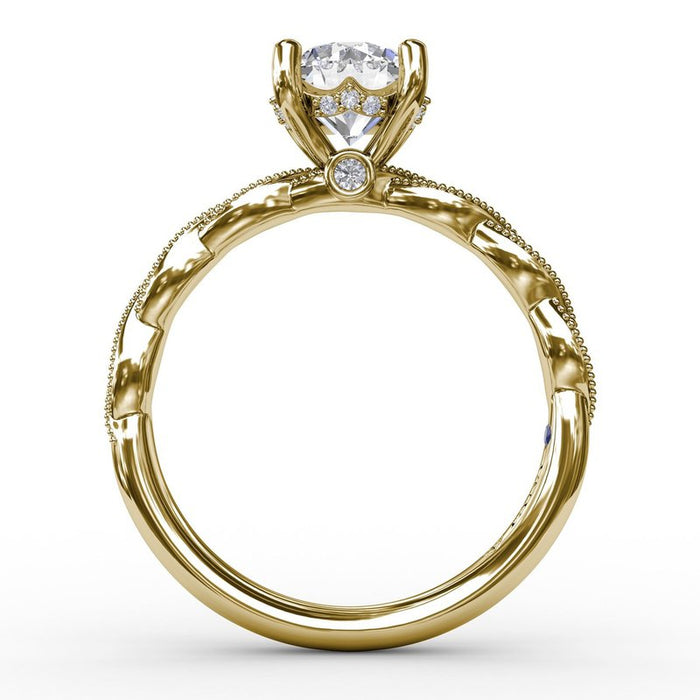 Milgrain Diamond Twist with Hidden Halo Engagement Ring Setting