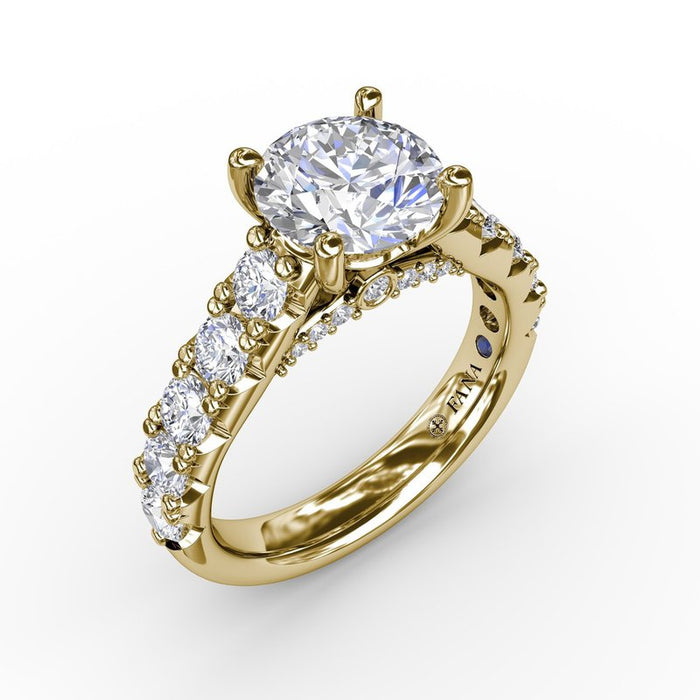 Chunky Diamond Shank with Pavé Bridge Engagement Ring Setting