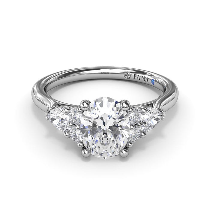 Pear and Round Side Cluster Engagement Ring Setting
