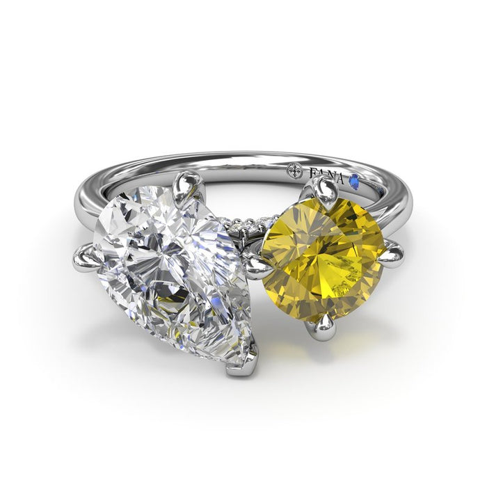 Toi et Moi with Diamond Bridge Engagement Ring Setting