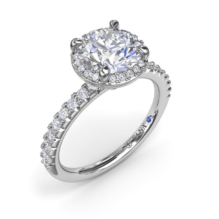 Tight Round Halo Engagement Ring Setting