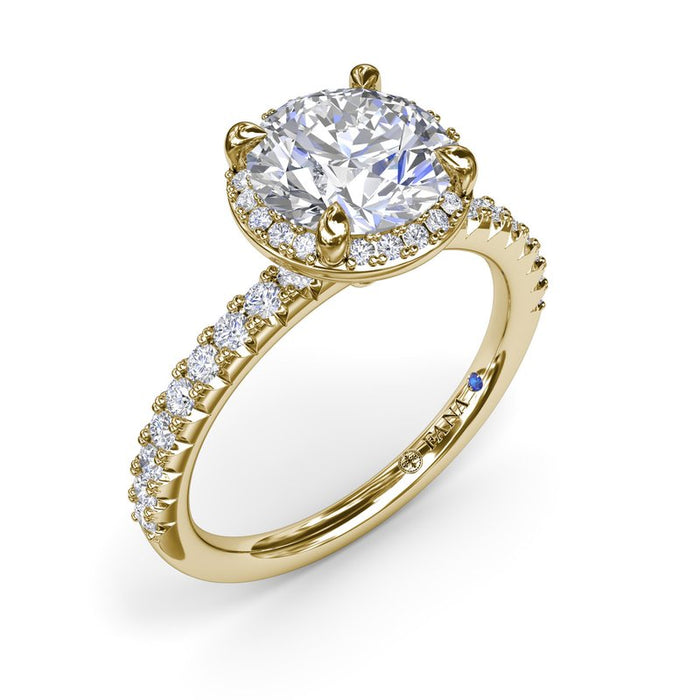 Tight Round Halo Engagement Ring Setting