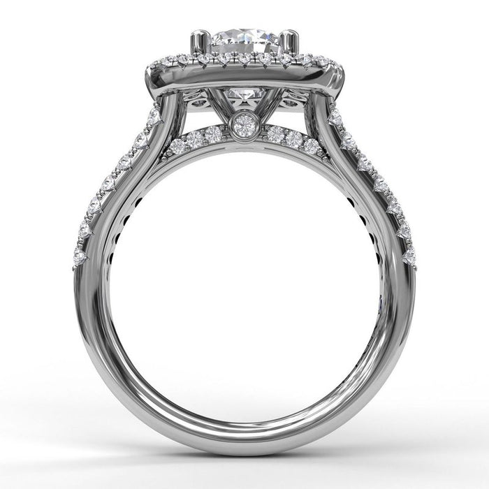 Exquisite Unique Double Halo Engagement Ring Setting