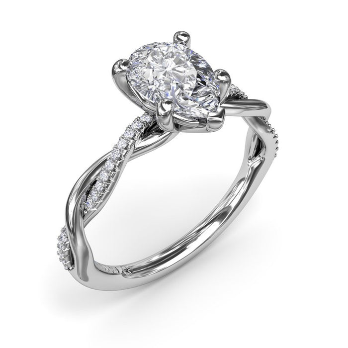 Gold and Diamond Twist Engagement Ring Setting