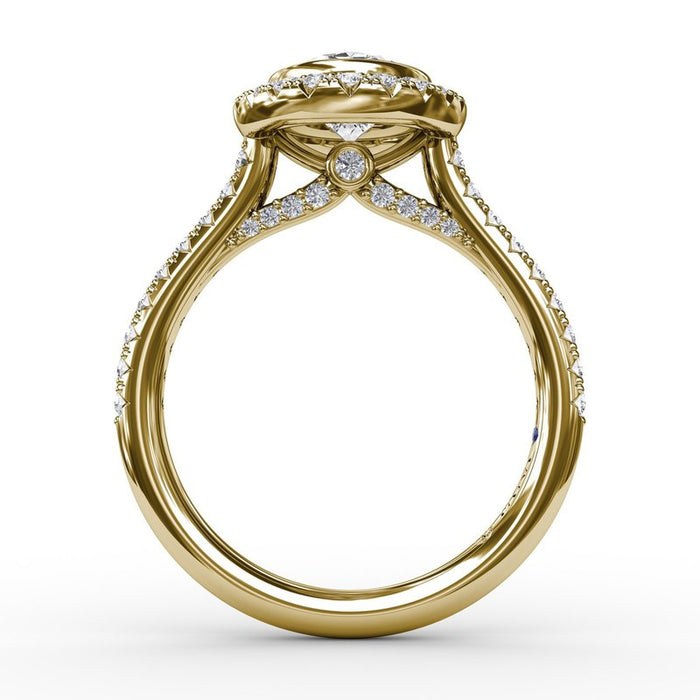 Oval Halo with Bezel Engagement Ring Setting