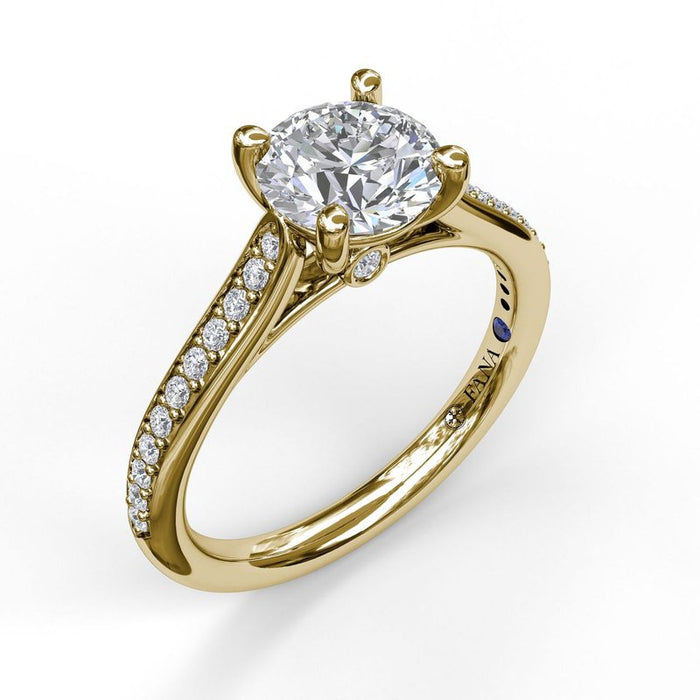 Cathedral Shank with Single Row Pavé Engagement Ring Setting
