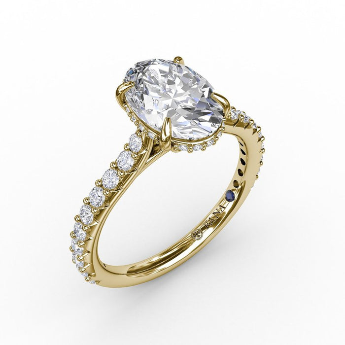 Diamond Shank with Hidden Pavé Halo Engagement Ring Setting