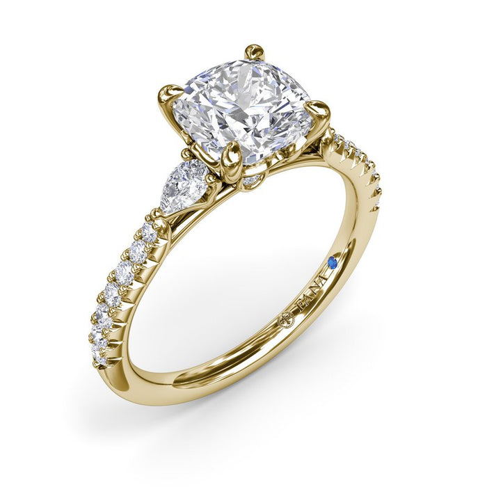 Pear and Round Diamond Shank Engagement Ring Setting
