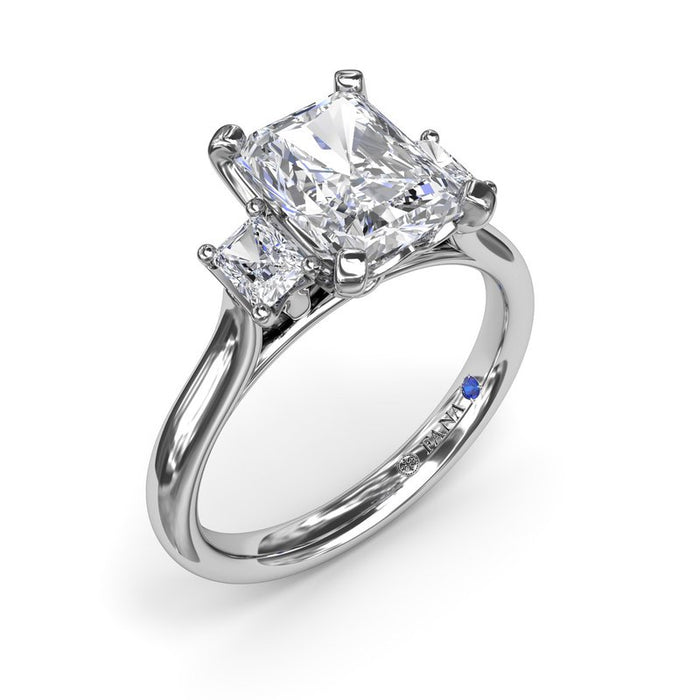 Three-Stone Radiant Engagement Ring Setting