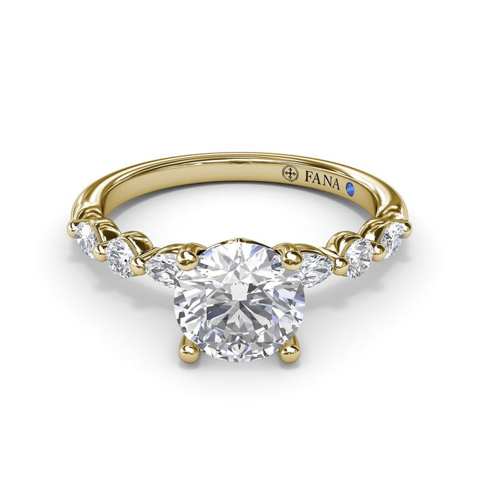 Marquise and Round Diamond Shank Engagement Ring Setting