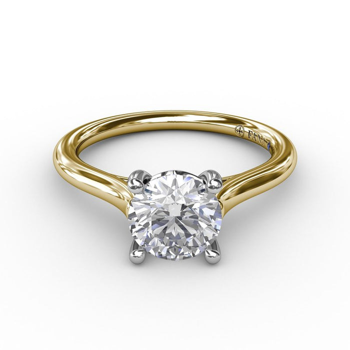 Classic Cathedral Solitaire with Chevron Girdle Engagement Ring Setting