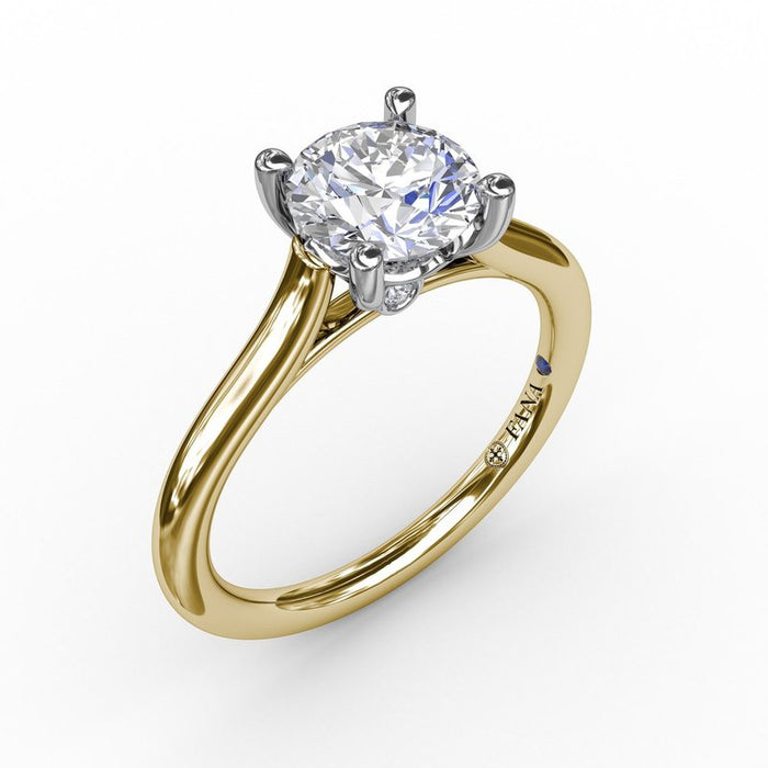 Classic Cathedral Solitaire with Chevron Girdle Engagement Ring Setting