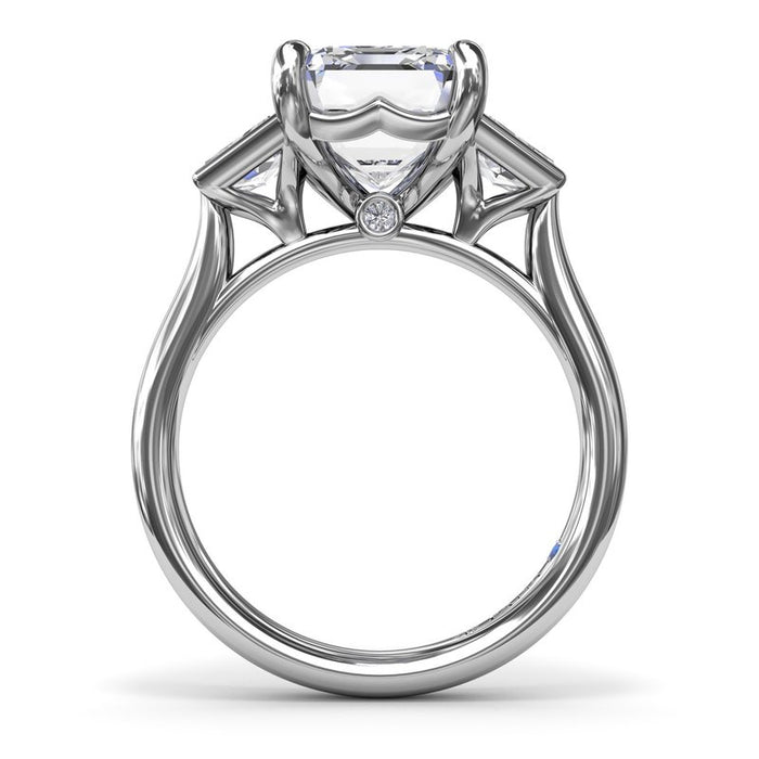 Emerald-Cut with Trapezoid Bezel Side Stones Engagement Ring Setting